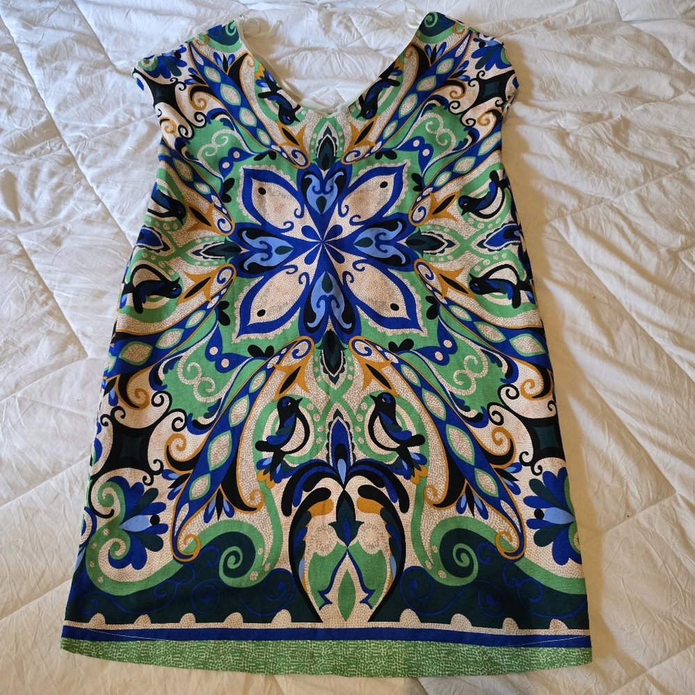 Maeve Floral Bird Shift Dress Crepe Bright Mini M